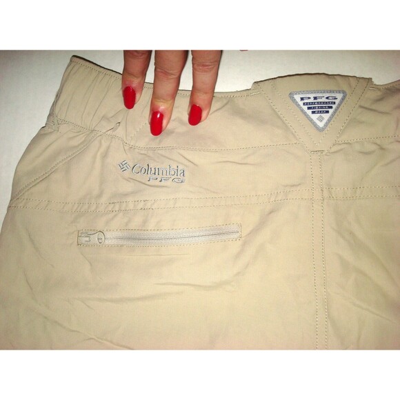 Womens M New NWT Columbia Khaki Tan Hike Shorts Pockets UPF 30 Trail Play Point - Picture 6 of 7